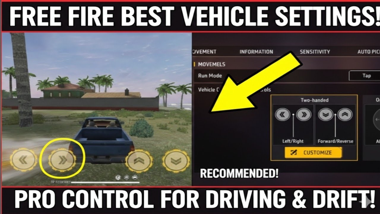 Free Fire में गाड़ी Driving कैसे बदलें?🚗 |Free Fire Vehicle Controls Guide|| FFGadika setting change