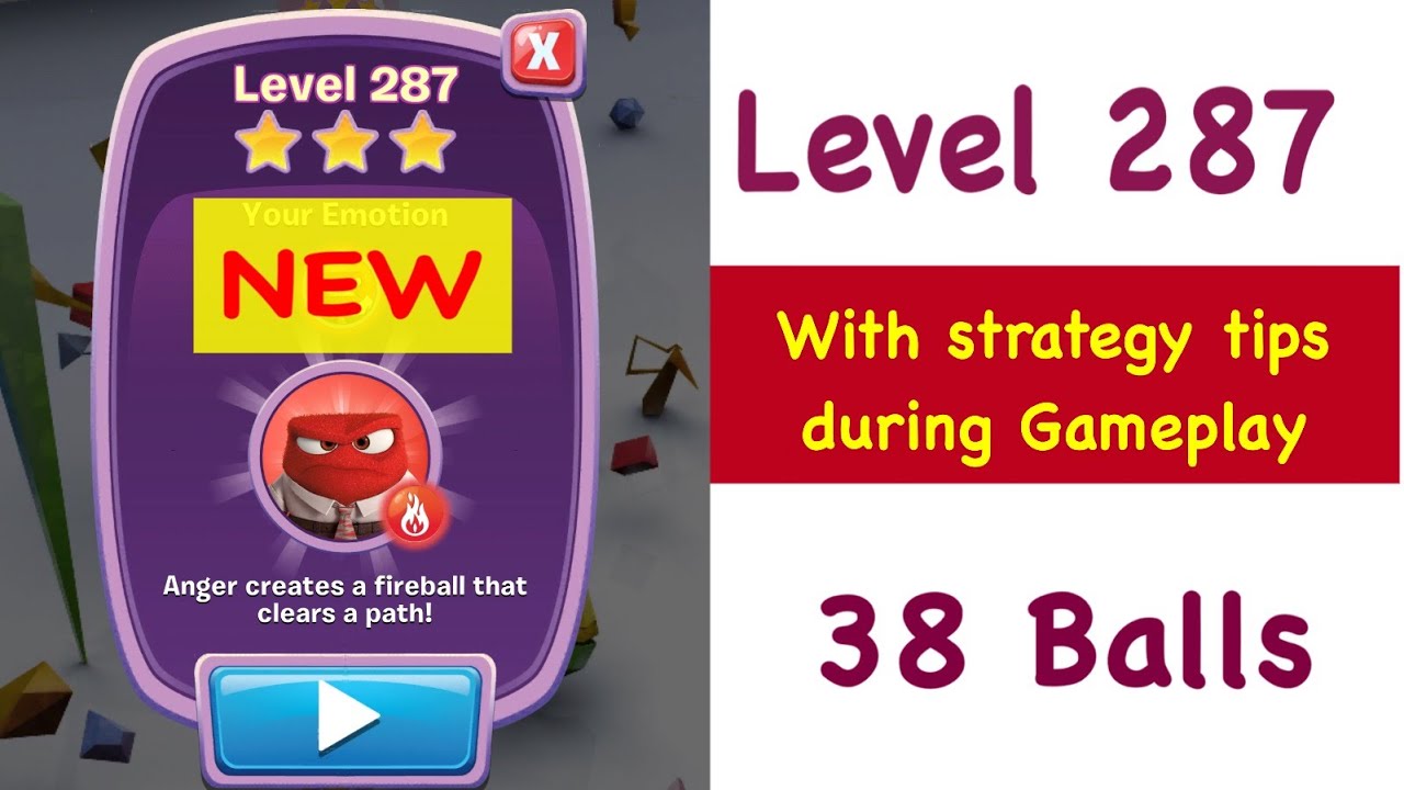Inside Out Thought Bubbles Level 287 NEW 38 Balls Tips and Strategy Gameplay
