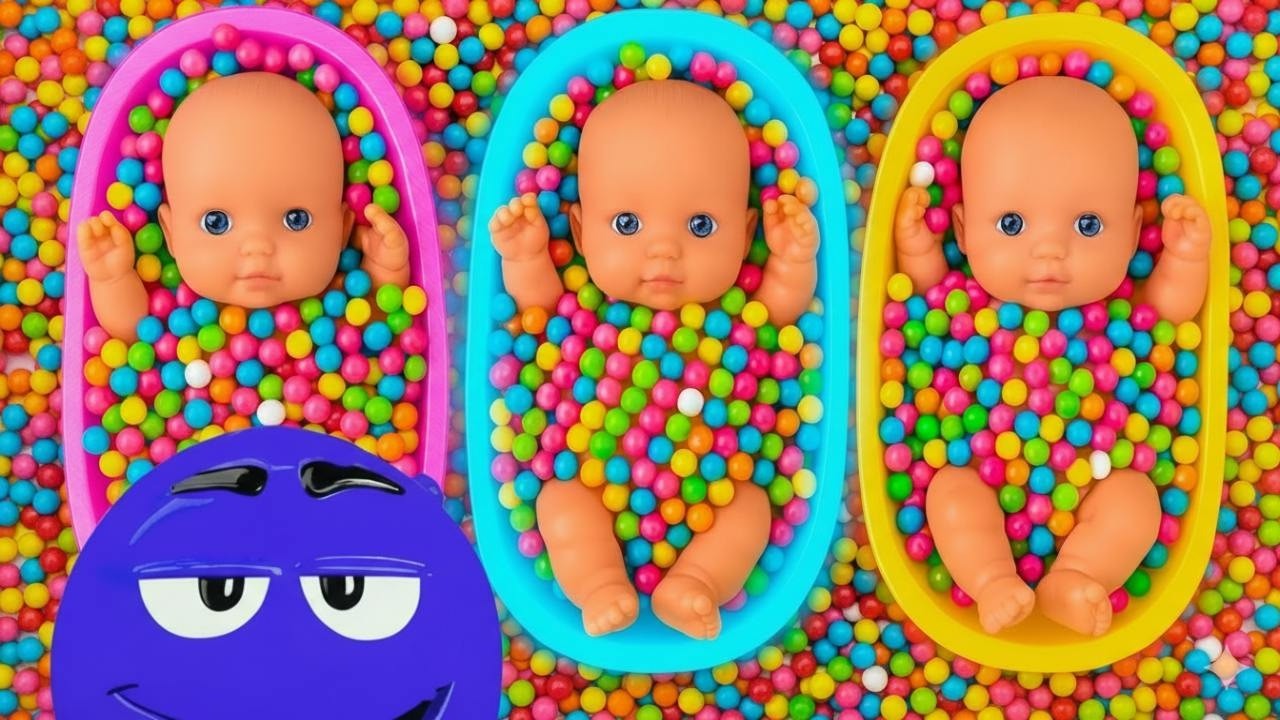 13 Minutes Satisfying with Full of 3 Rainbow BathTubs Candy with M&M's & Magic Slime Cutting Video