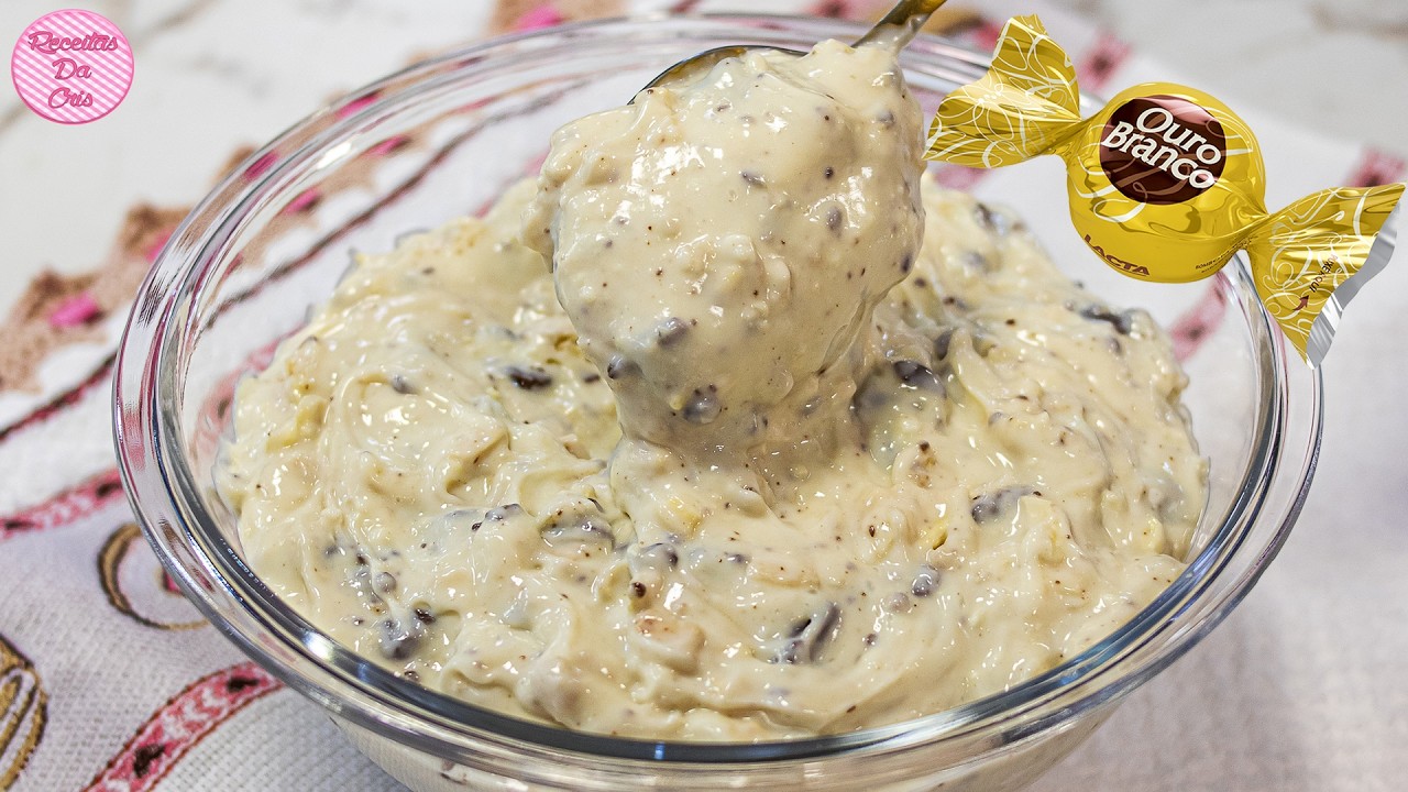 STROGONOFF DE BOMBOM OURO BRANCO PARA RECHEIO DE BOLOS, OVOS DE PÁSCOA, TRUFAS, CONES E SOBREMESAS