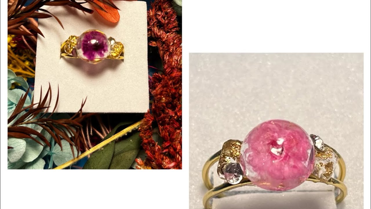 UV resin ring- flower diamond wire ring