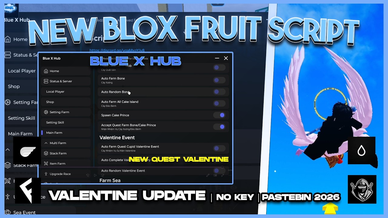 [НОВИНКА] Blox Fruits Script/GUI Blue X Hub &ndash; АВТОМАТИЧЕСКАЯ ФЕРМА НА ДЕНЬ СВЯТОГО ВАЛЕНТИНА, СЕР...