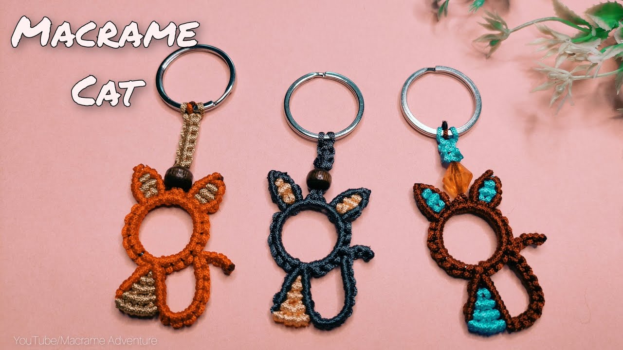 Simple Macrame cat keychain | cute valentine's gift for your love