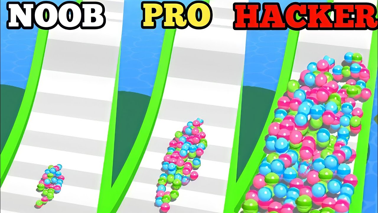 Gameplay Walkthrough 12 | NOOB vs PRO vs HACKER in BALLS GO HIGH GAME