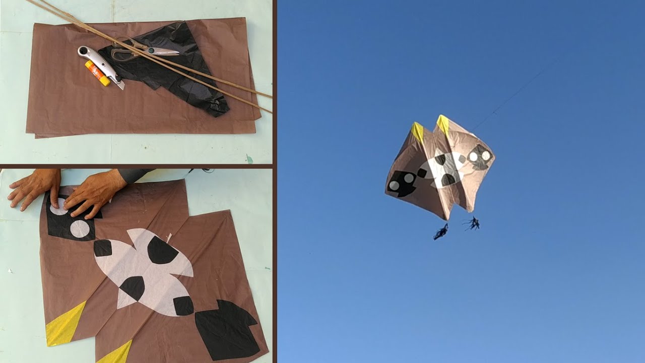 How to making Twins kite at home with flying testing - Unique shaped kite making - kitewrestle