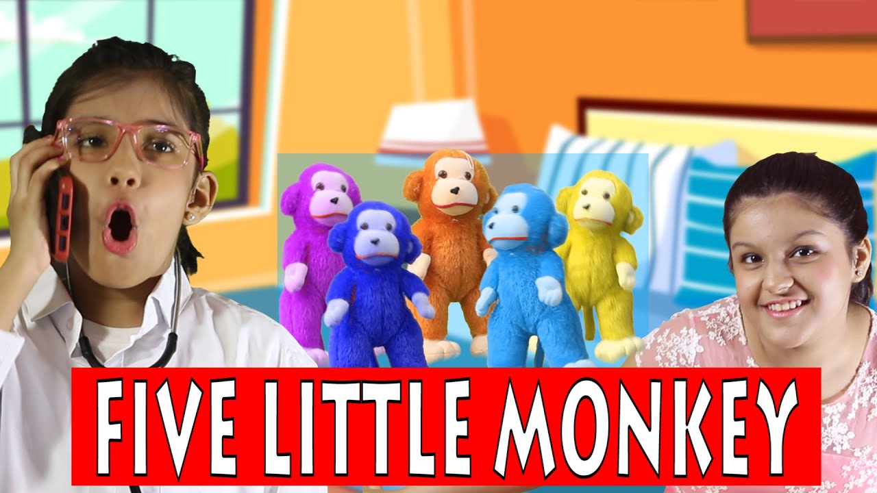 Five Little Monkeys Jumping on the bed - Action English Nursery rhyme for children