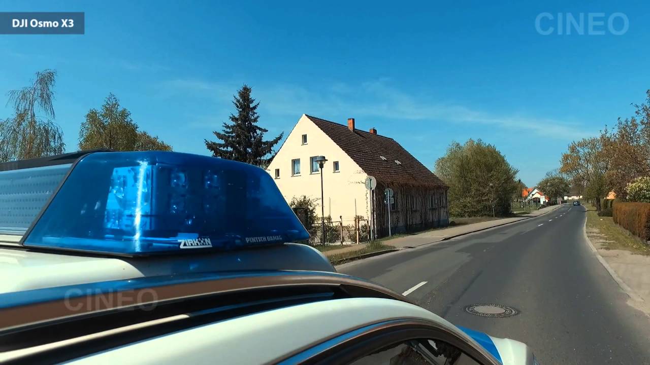 German Police code 3 run to a traffic accident w/ motorcycle | POV GoPro 3 + 4 + DJI Osmo X3