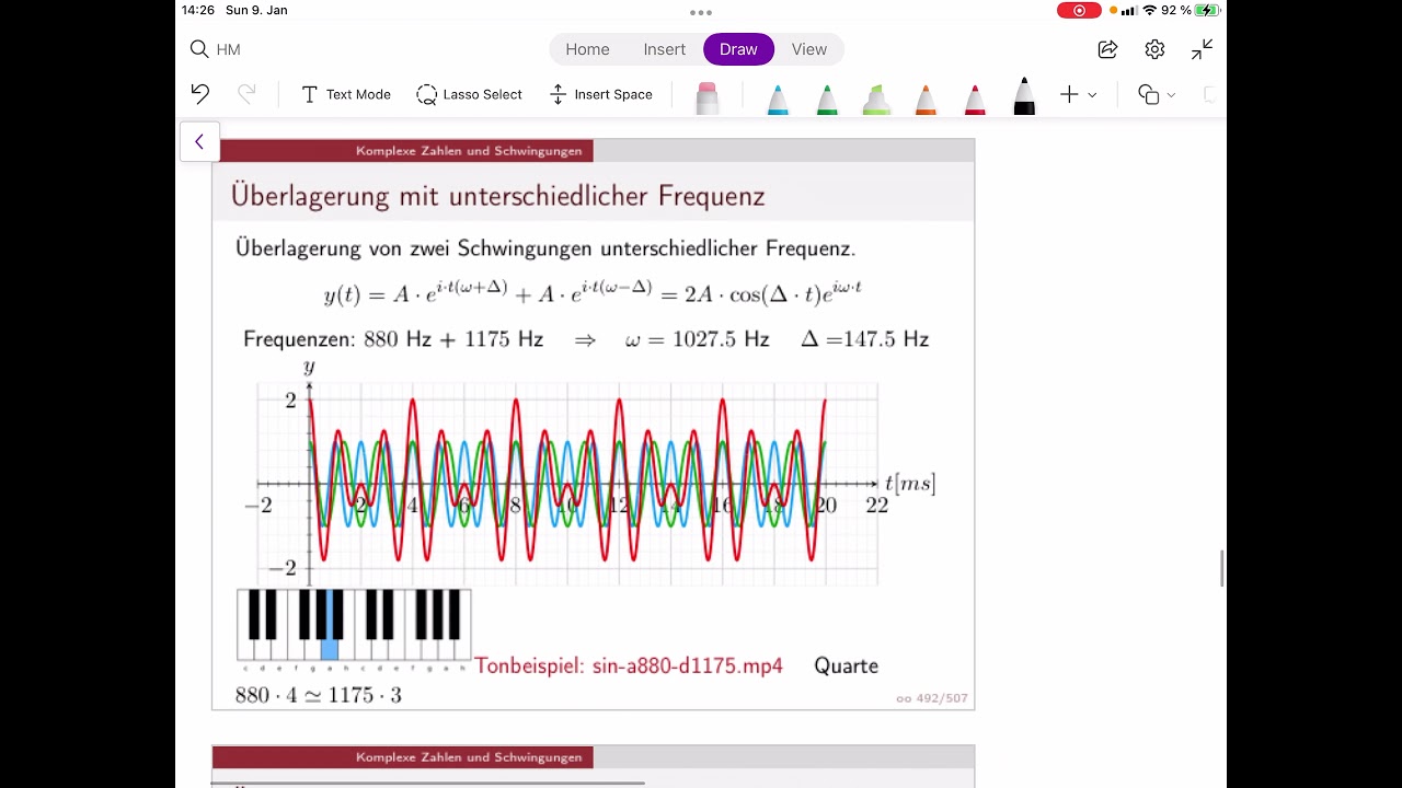 Mathematik 1 (lecture 30B) - Überlagerung von Schwingungen