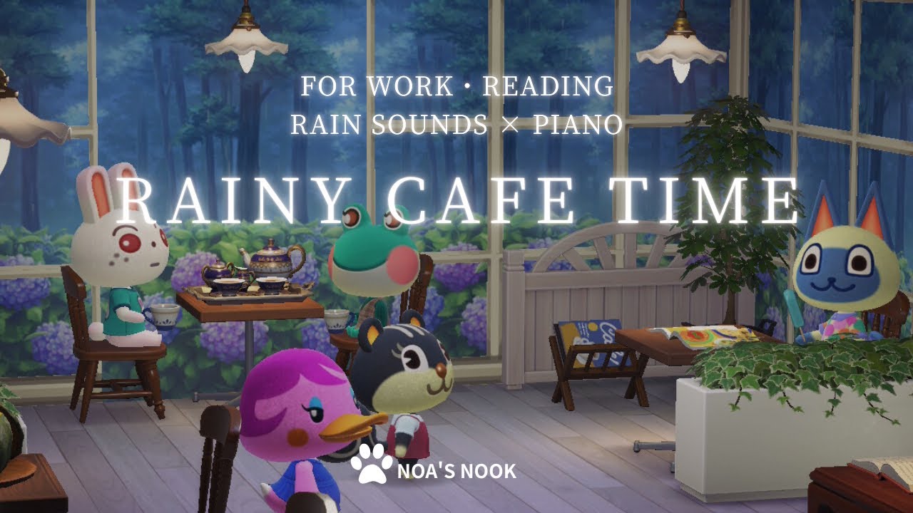 【あつ森BGM】雨音とピアノの静かなカフェ☕️☔️｜作業用・読書用｜Ambient Piano & Rain