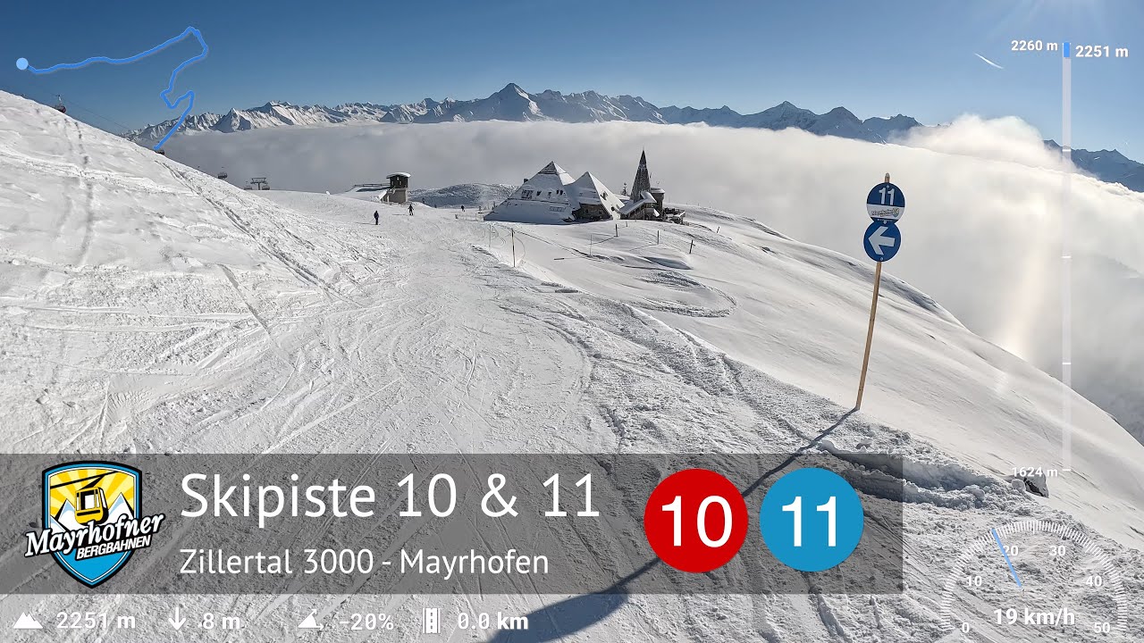 Skiing Mayrhofen - Ski Slope 10 & 11 - Horberg & Gerent | Zillertal 3000 | With GPS Stats