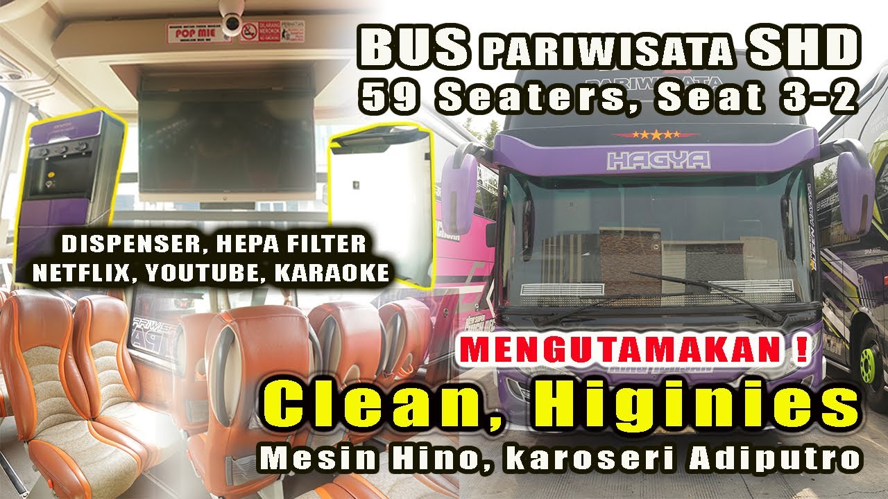 Bus SHD 59 Tempat Duduk, Seat 3 - 2 | Bus Pariwisata Higinies Untuk Rental Wisata dan Perjalanan