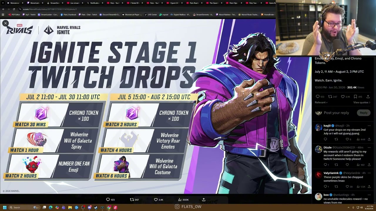 Flats reacts to new marvel rivals ignite twitch drops