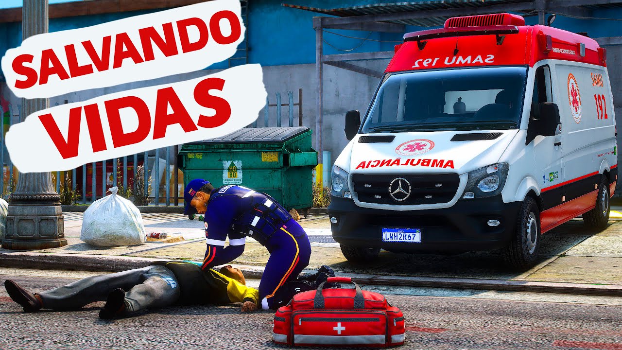 SALVEI A POLICIAL BALEADA | GTA 5 EMERGÊNCIA 24 HORAS