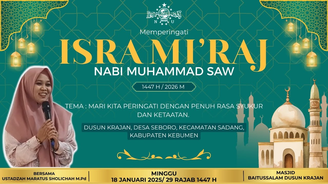 Peringatan Isra Mi’raj || Bersama: Ustadzah Maratus Sholichah, M.Pd || Dusun Krajan, Desa Seboro