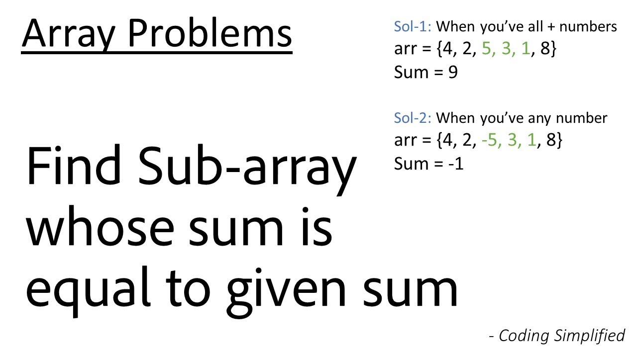 Array - 26: Find Sub-array whose sum is equal to given sum