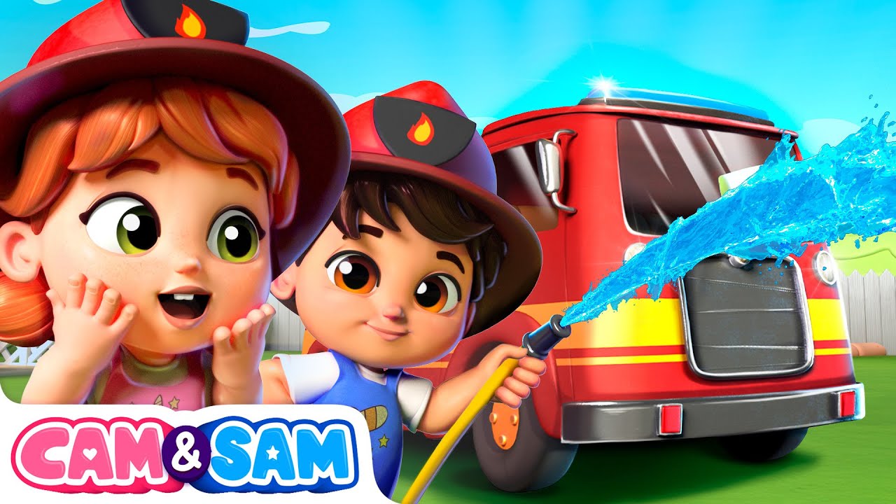 Wheels On The Fire Truck Song 🚒 Nursery Rhymes & Kids Songs | Cam & Sam