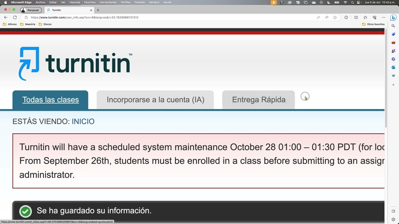 Solución a Turnitin: Entrega Rápida para no inscribir a estudiantes