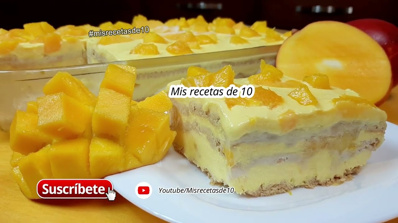 CARLOTA DE MANGO O PAY DE MANGO CON GALLETAS MARÍAS DELICIOSO.