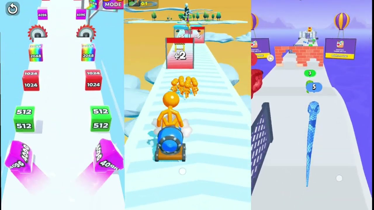 Jelly Run 2048 gameplay V/S Tall Man Run V/S Snake Run 😱 2048 Gameplay Battle! 3 Games 1 Video 🔥 