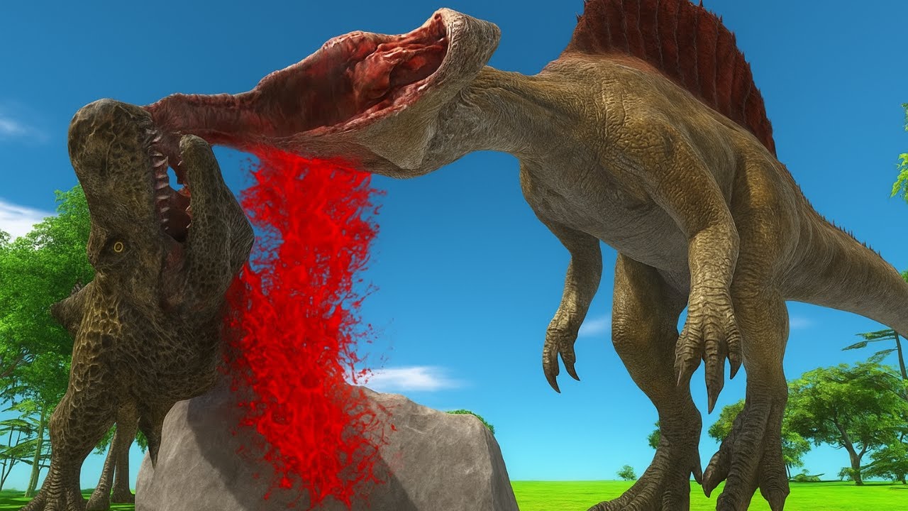 Epic Battle Dinosaur Spinosaurus vs T-Rex who is strongest Dinosaur?