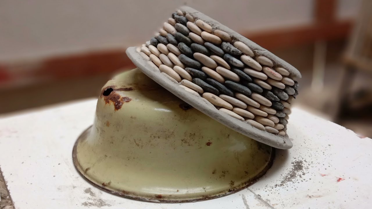 pot bunga dari semen dan batu kerikil# cara membuat pot bonsai