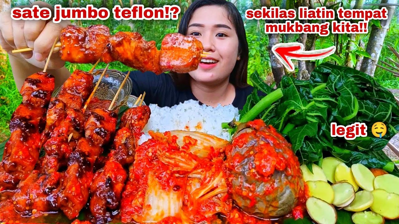 SATE AYAM SAWI BUMBU PEDAS  LALAPAN JENGKOL MENTAH REBUSAN DAUN PEPAYA 🤤