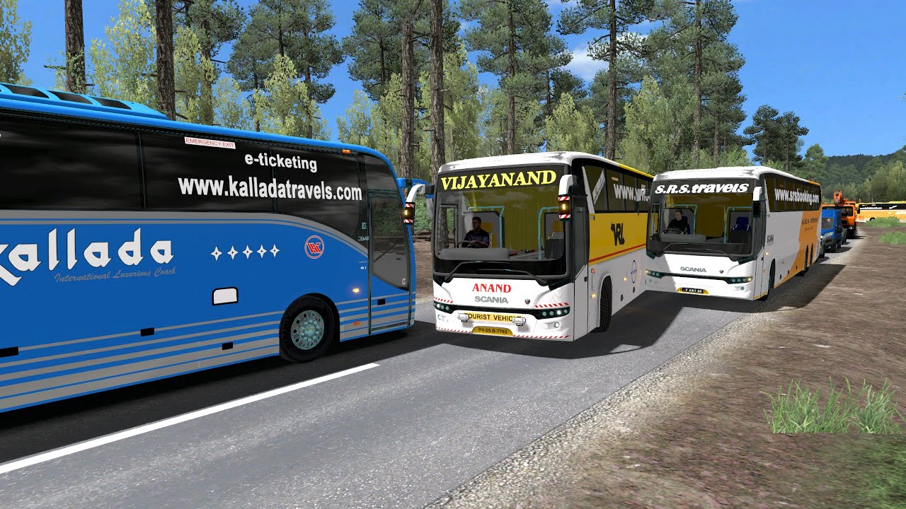 VRL travels brand new scania risky overtake stuns KALLADA volvo bus driver | ETS2 Simulator India