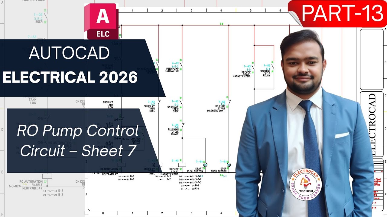AutoCAD Electrical 2026 Full Course | RO Pump Control Logic with Timers & Auto Flushing  (Part 14)