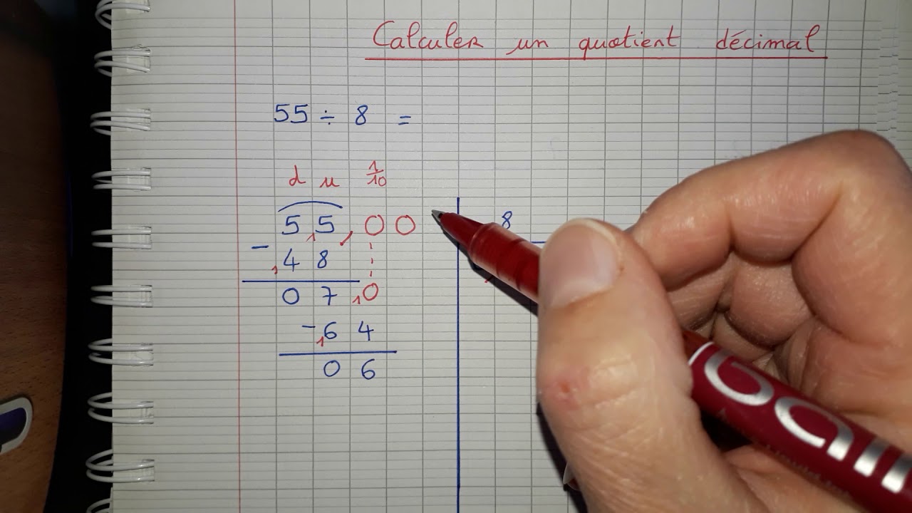 Calculer un quotient décimal (quotient exact) CM2