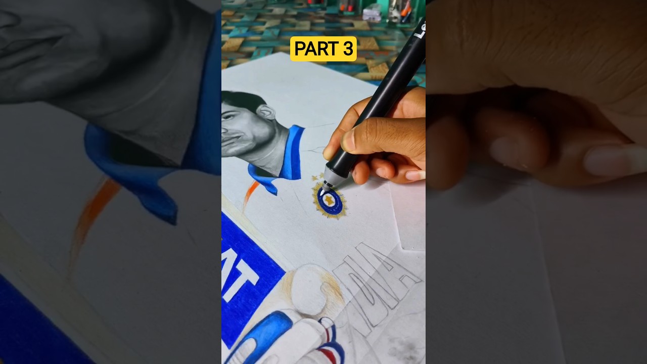 Made with Just Pencil & Colors! 😲 Shubman Gill Fanart #drawingtutorial #shubmangill #century
