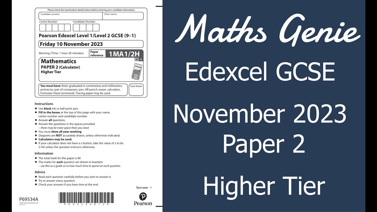 Edexcel Higher Paper 2 November 2023 Exam Walkthrough