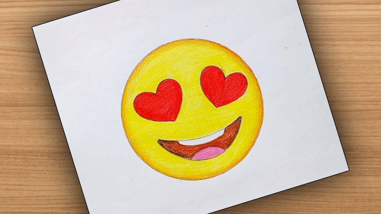 How to Draw Heart Eyes Emoji - Step by Step || Easy Emoji Drawing || Drawing Shop