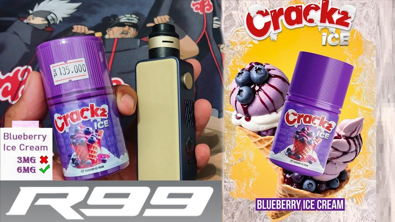 Review Liquid Crackz Ice Blueberry Ice Cream 6MG Di MOD R99 Kit | Cream Ice For Hot Summer Day !