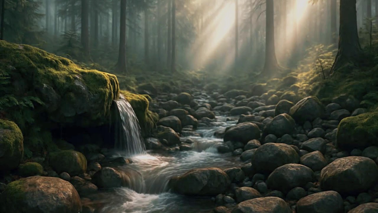 LIVE: Mystical Forest Stream | Relaxing Nature Sounds 4K | White Noise Room 4K