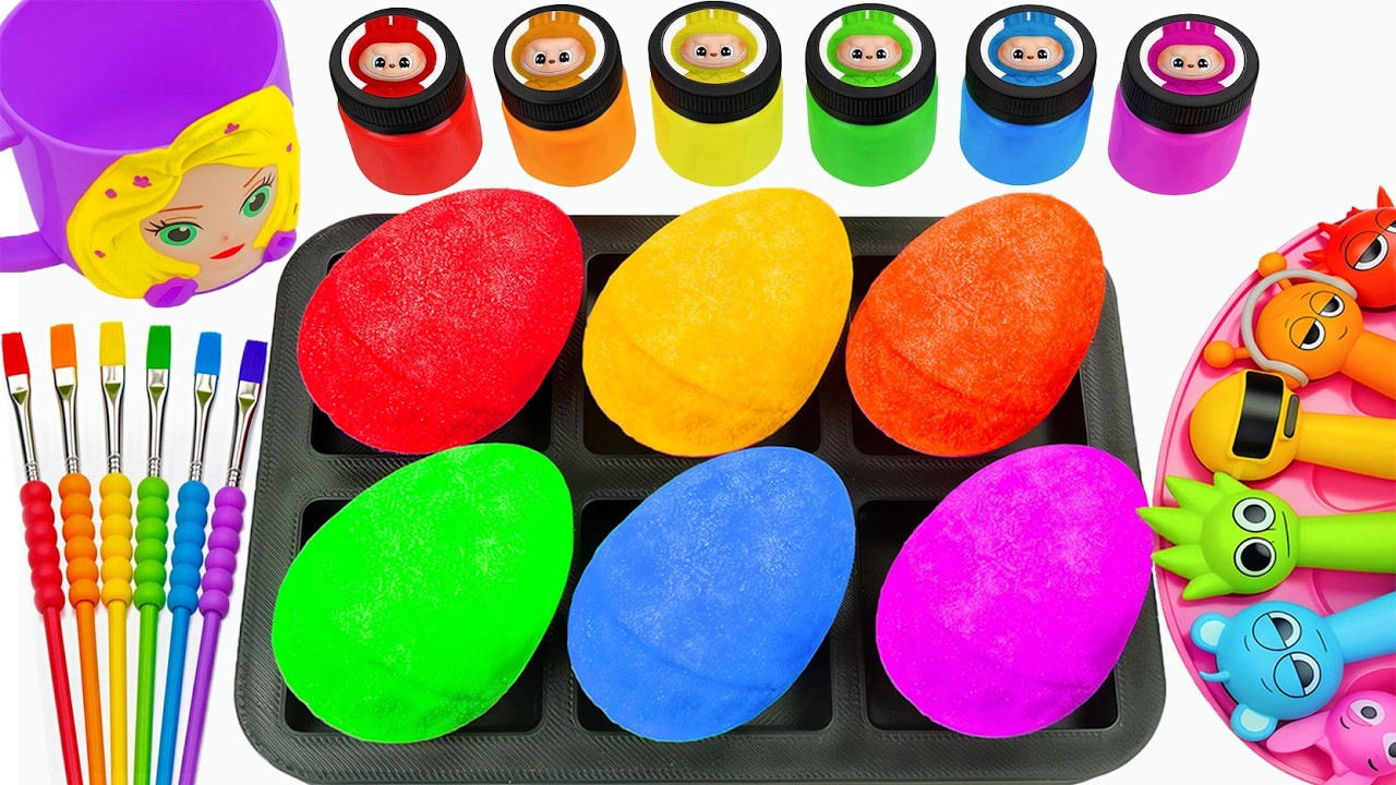 Oddly Satisfying Video l Making DIY 6 Super BIG Glittre Eggs AND Sprunki Labubu Paints Disney ASMR