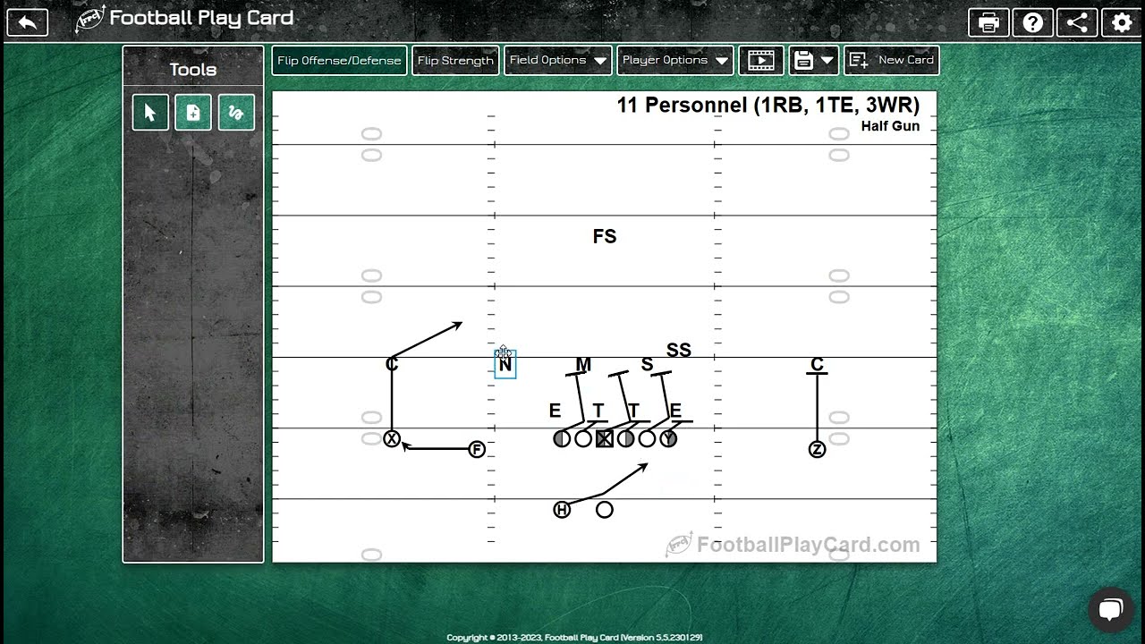 Draw an RPO (Run Pass Option) Play with the Football Play Card App