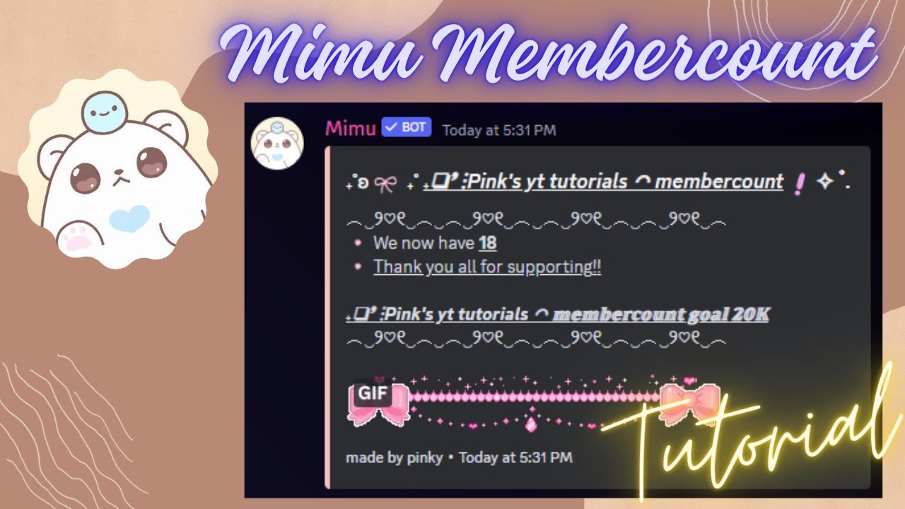 ༊*&middot;˚ How to setup an aesthetic membercount with mimu | slash (/) command