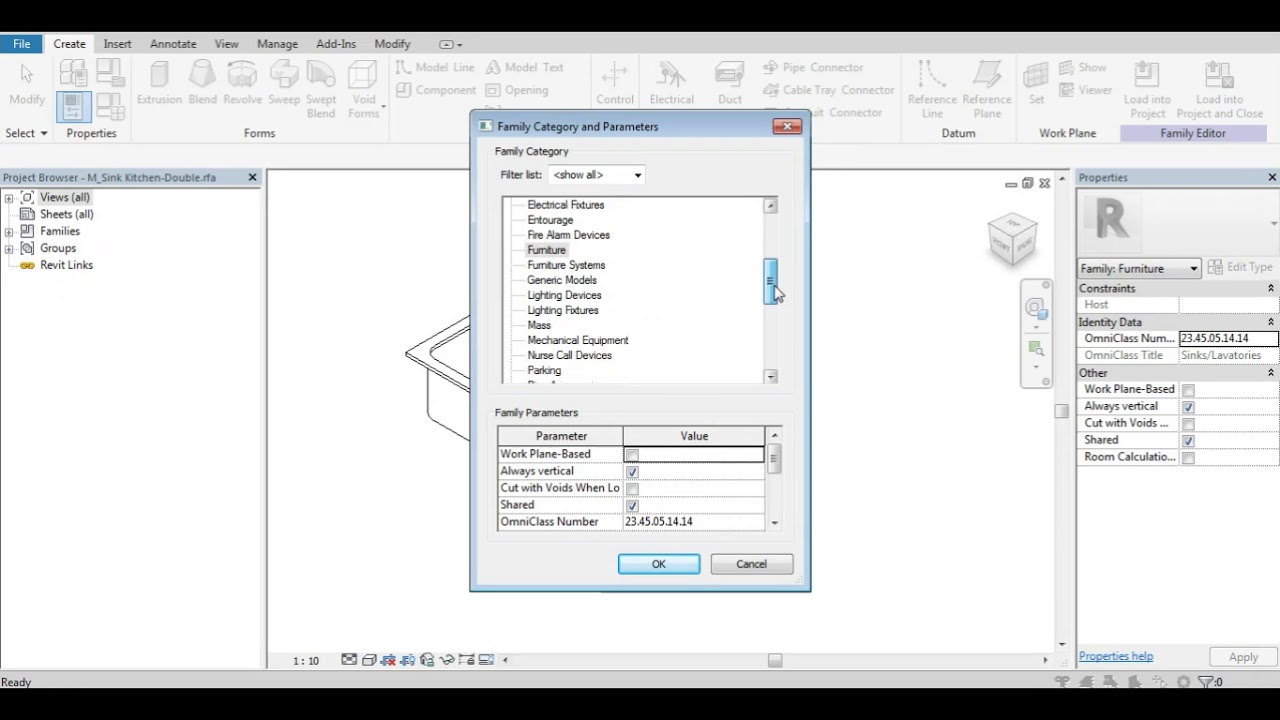 Revit Tip: How to modify a Revit family category.
