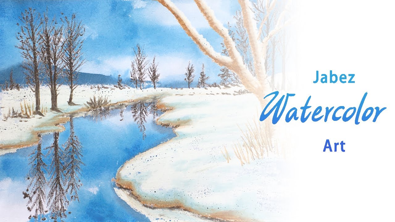 蠟筆畫 / 水彩畫《冬季雪地》畫藍天雪景 《DIY彩繪系列 