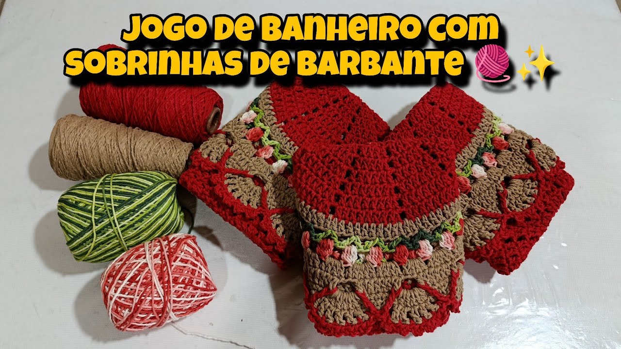 ⚠️ Jogo de banheiro com sobrinhas de barbante 🧶 o resultado ficou perfeito 😍