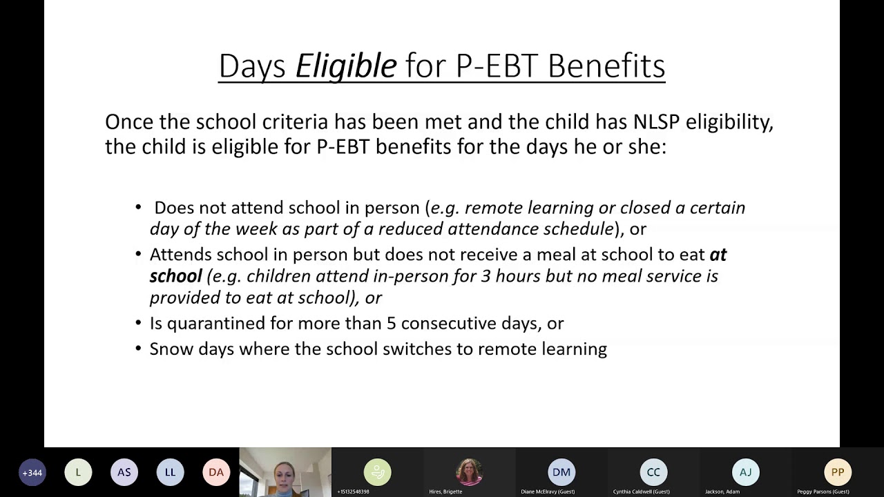 Pandemic Electronic Benefits Transfer (P-EBT) Webinar