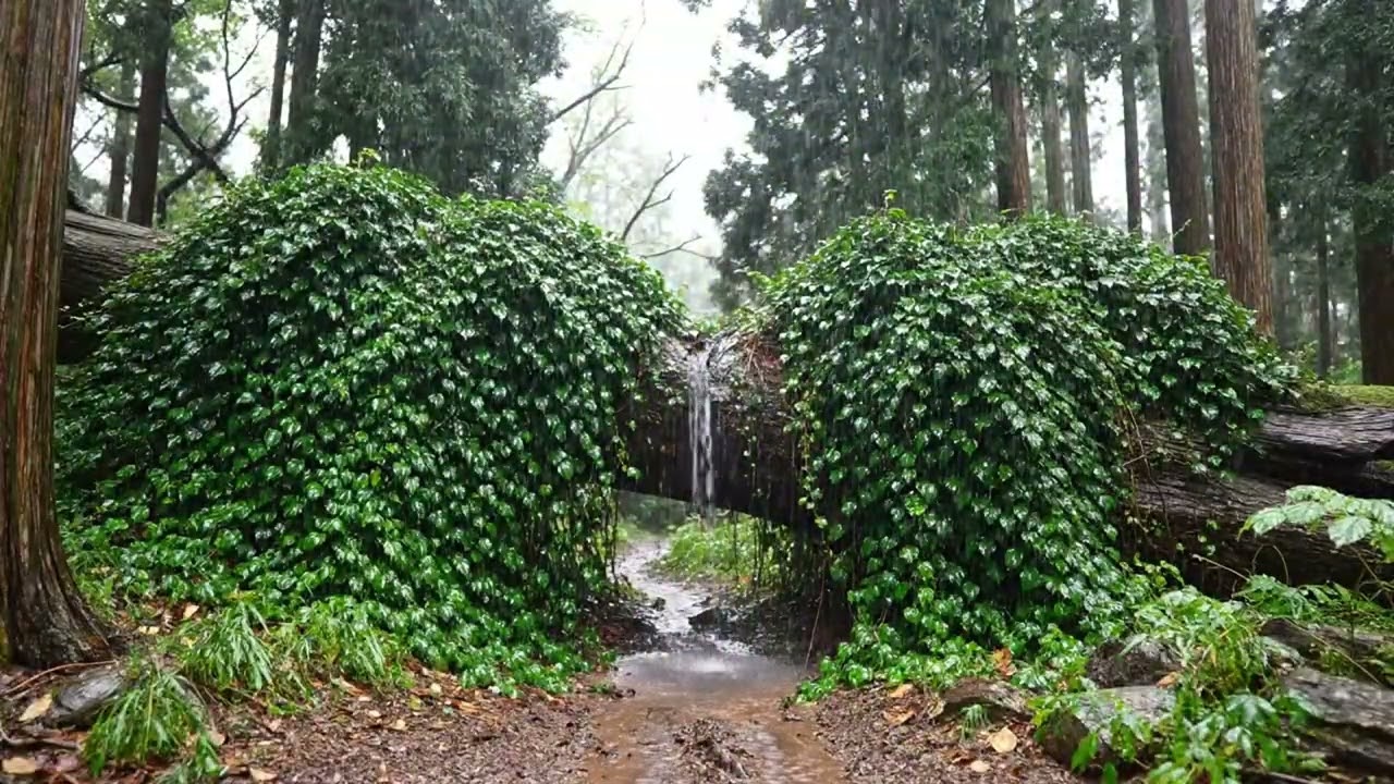 Rain on the forest path, relax, reduce anxiety, and sleep deeply