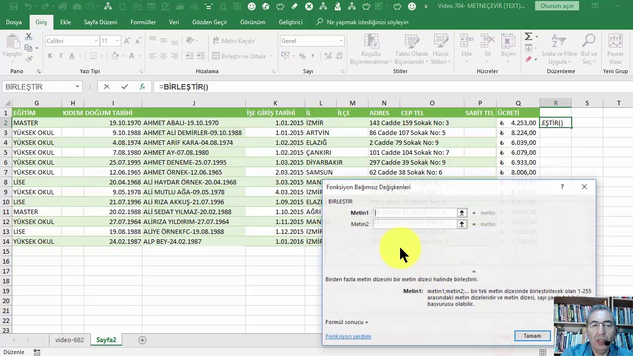 Excel METNEÇEVİR / TEXT Fonksiyonu