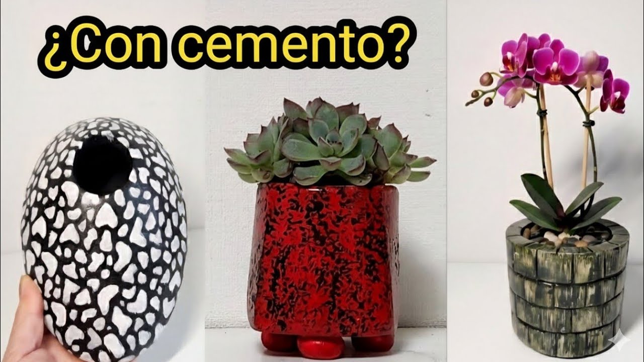 3 ideas | Cómo hacer macetas de cemento | Arte en cemento | Decoración del hogar |Upcycling@diyheees
