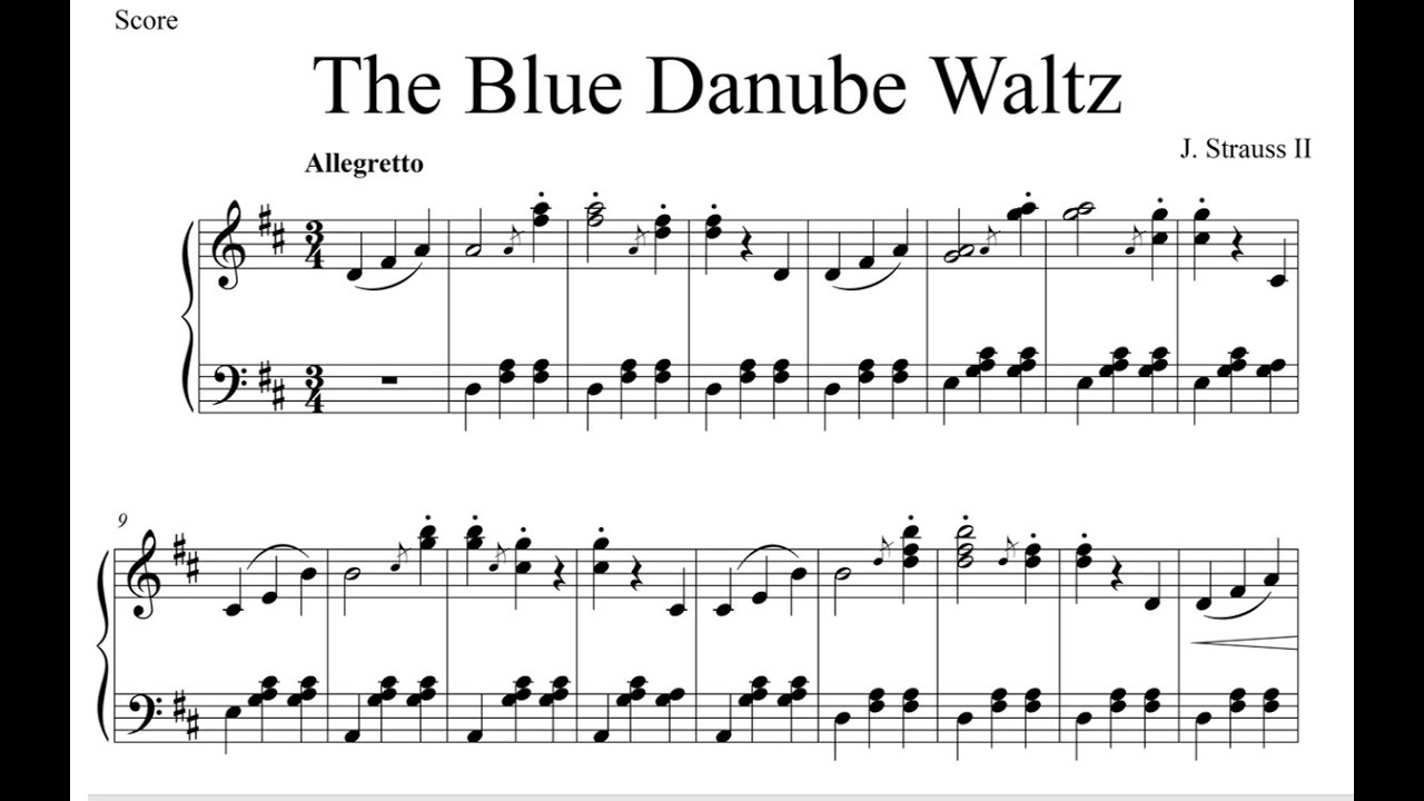 The Blue Danube Waltz for Piano Sheet