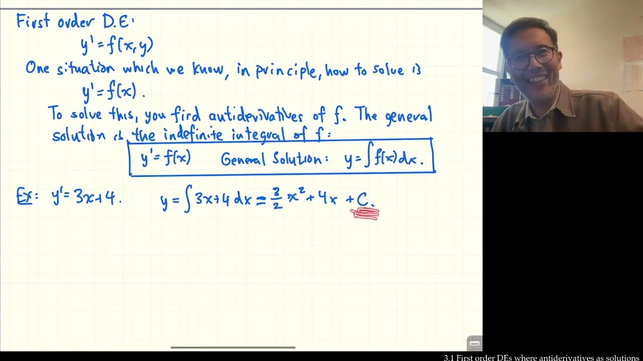 3.1 First order DEs where antiderivatives are solutions