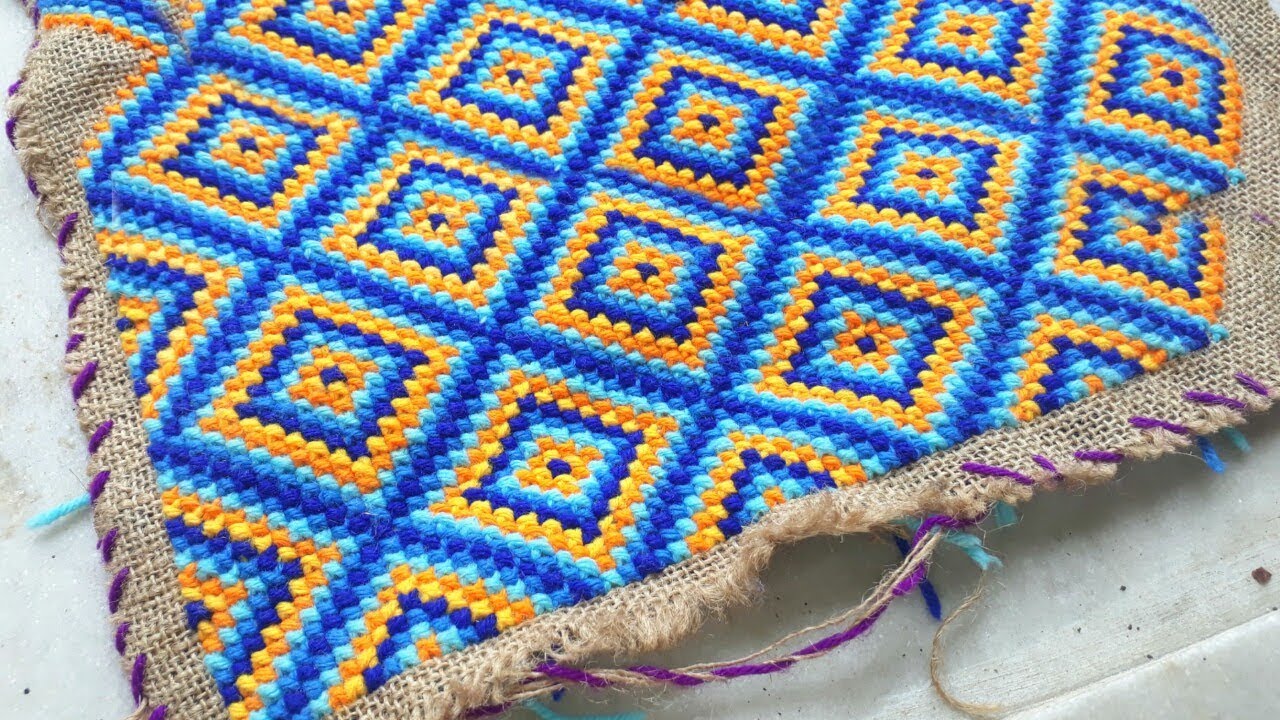 woolen sitting mats design - DIY door mate design - beautiful woolen sitting mate make with woolen