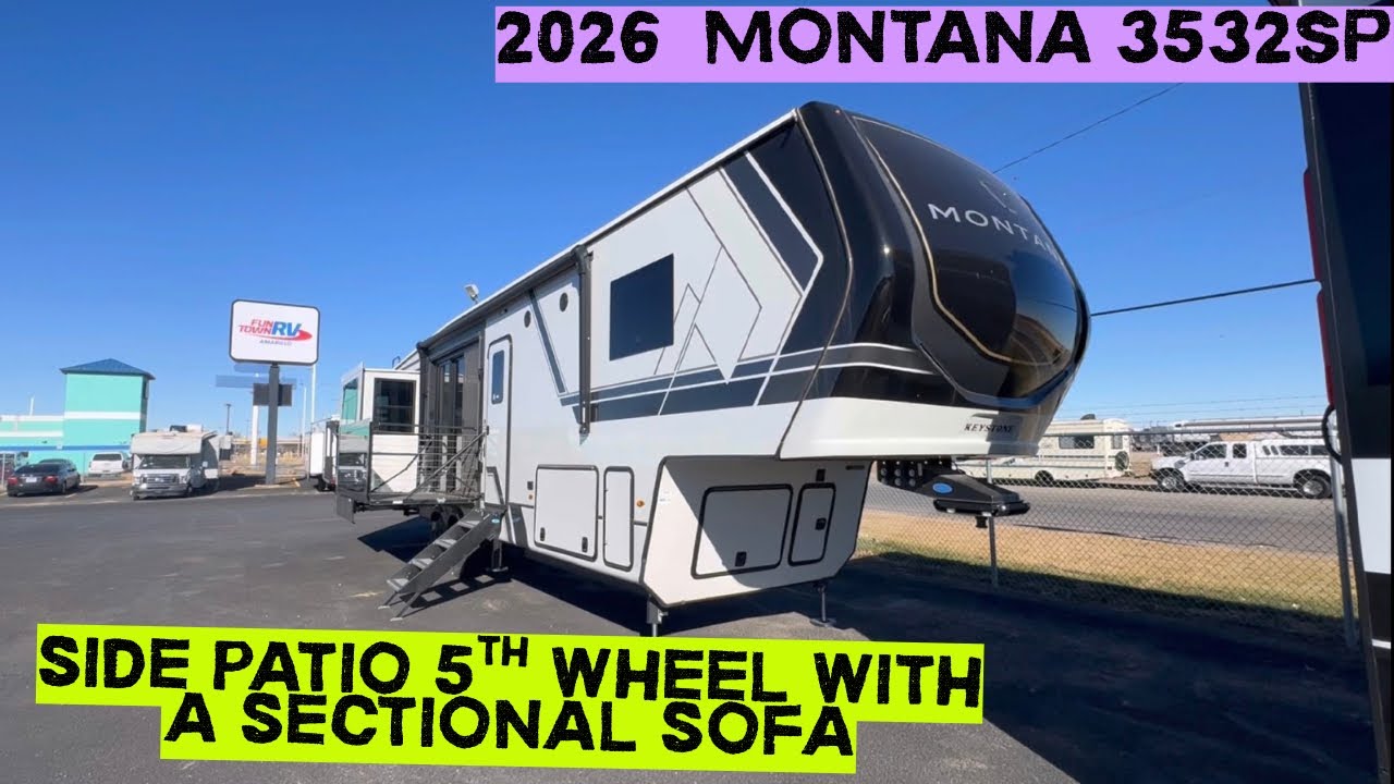 Прицеп-дача с задней жилой зоной и боковой террасой! 2026 Keystone Montana 3532SP