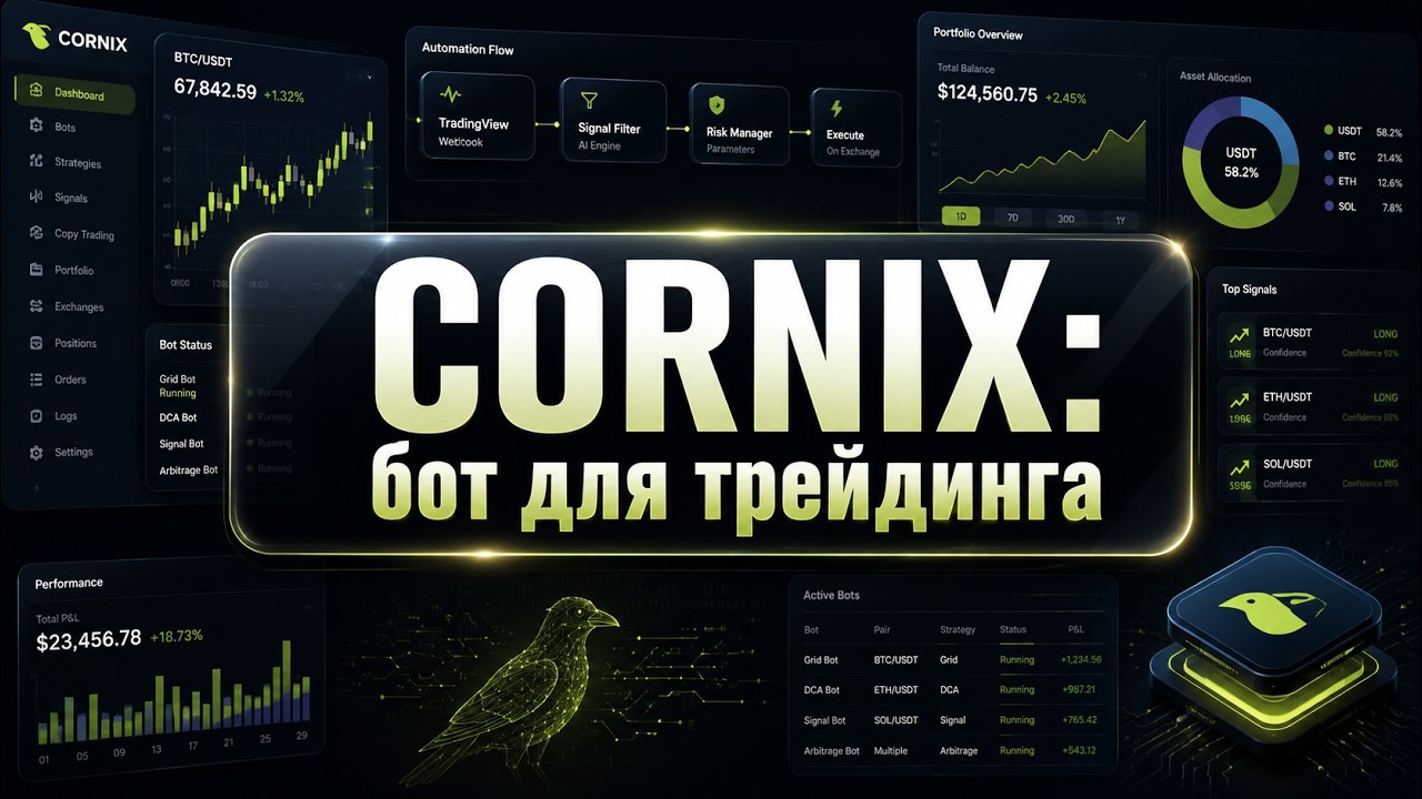 Cornix и мемкоины: автотрейдинг через Telegram боты (сетка, усреднение, копирование) обзор | review