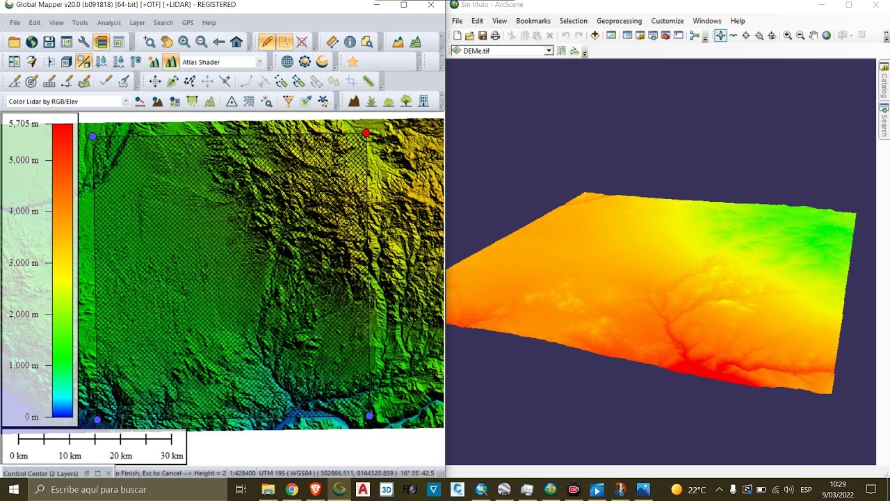 011. Perfil Topográfico: Obtención de DEM usando Geocatmin, Global Mapper y ArcMap (Vídeo 1/2)